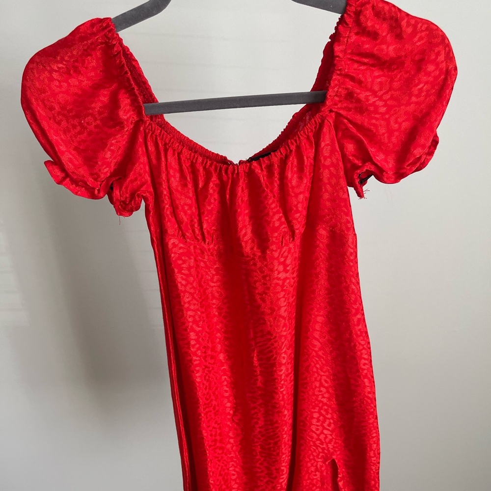 Womens red silk dress